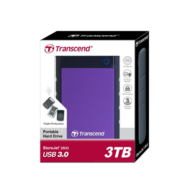 НЖМД Transcend StoreJet 2.5 USB 3.0 3TB серія H Purple