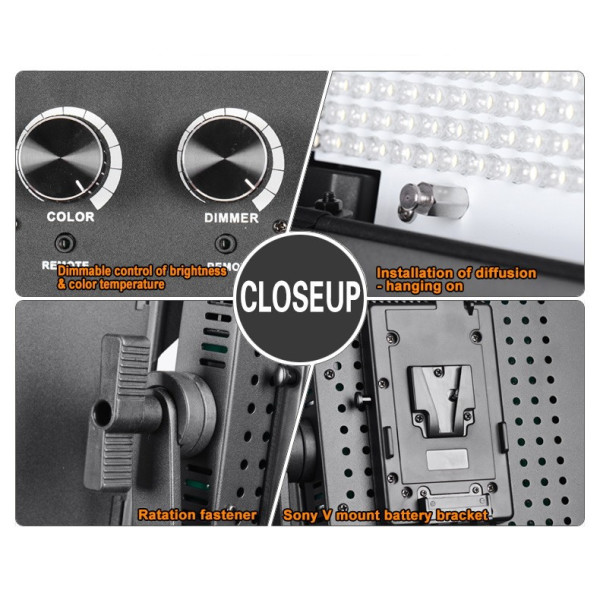 LED панель Tolifo 600 Leds Bi Color LED Photography Lighting Panel, Continuous Lighting Panel, Photo Studio Video Film Lighting Panel