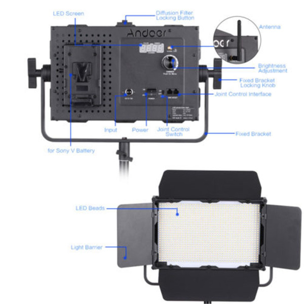 LED панель Tolifo 1040 bright LEDs daylight 5600K професійні LED панелі з LED digital display and 2.4G remote control for broadcasting GK-J-1040SA