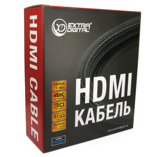 Кабель Extradigital HDMI to HDMI, 15m, v1.4b, 26 AWG, Gold, Nylon, 2xFerrites