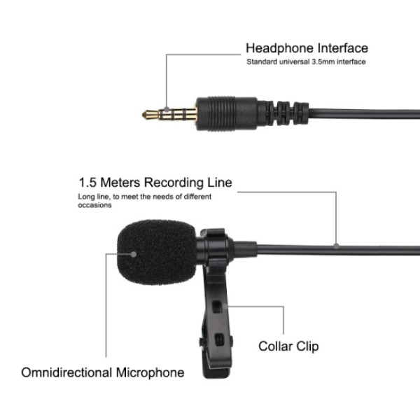Мікрофон петлічка Puluz PU424 1,5м (3.5mm)