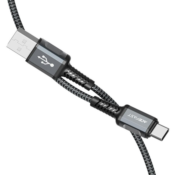 Кабель ACEFAST C1-04 USB to Type-C 3A, 1.2m, nylon aluminum connectors, Gray