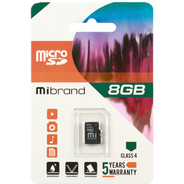 Карта памяти microSDHC Mibrand 8Gb class 4