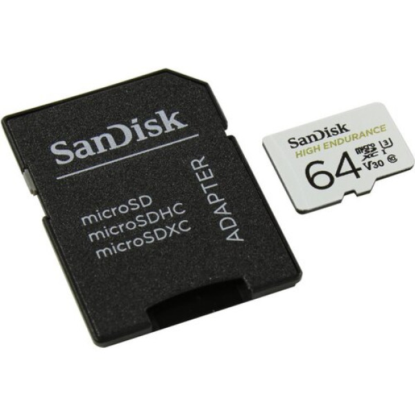 Карта пам'яті microSDXC (UHS-1 U3) SanDisk High Endurance 64 ГБ класу 10 V30 (100 Мбіт/с) (адаптер SD)