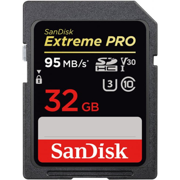 Карта пам'яті SDHC (UHS-1 U3) SanDisk Extreme Pro 32 ГБ класу 10 V30 (95 Мбіт/с, 633×)