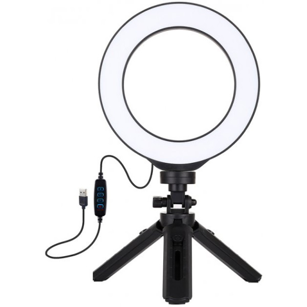 Power Plant Кольцевая USB LED лампа PKT3059B 6.2"+ настольный штатив