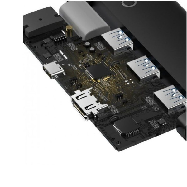 USB-хаб Baseus Lite Series 5-портовий Type-C HUB док-станція (Type-C до HDMI + USB 3.0×3 + PD) чорний