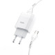 Сетевое зарядное устройство с кабелем HOCO C73A Glorious dual port charger set (Type-C) 12W White