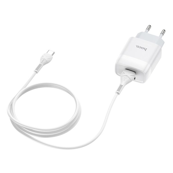 Сетевое зарядное устройство с кабелем HOCO C73A Glorious dual port charger set (Type-C) 12W White
