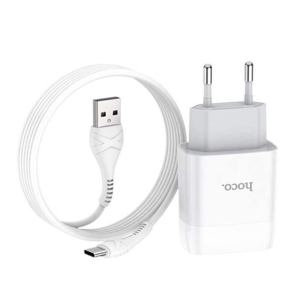 Сетевое зарядное устройство с кабелем HOCO C73A Glorious dual port charger set (Type-C) 12W White