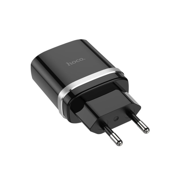 Сетевое зарядное устройство с кабелем HOCO C12Q Smart QC3.0 charger set (Micro) 18W Black