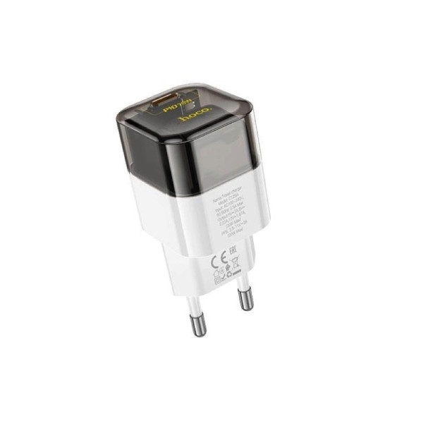 Сетевое зарядное устройство HOCO C125A Transparent tribute single-port PD20W charger Transparent Black