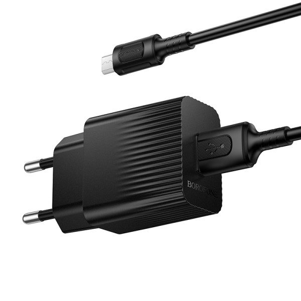 Сетевое зарядное устройство с кабелем BOROFONE BAS71A Source single-port charger set(Micro) Black