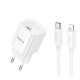Сетевое зарядное устройство с кабелем HOCO C146A Charm single port PD20W charger set (C to iP) (EU) White