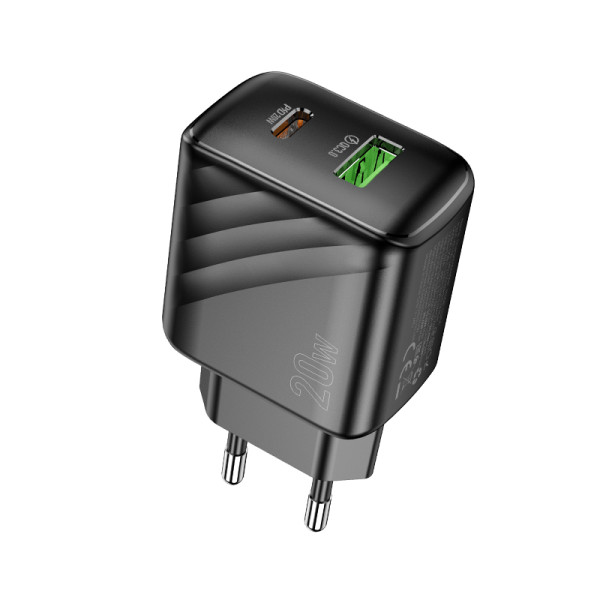 Сетевое зарядное устройство HOCO CS25A Rico PD20W+QC3.0 charger Black