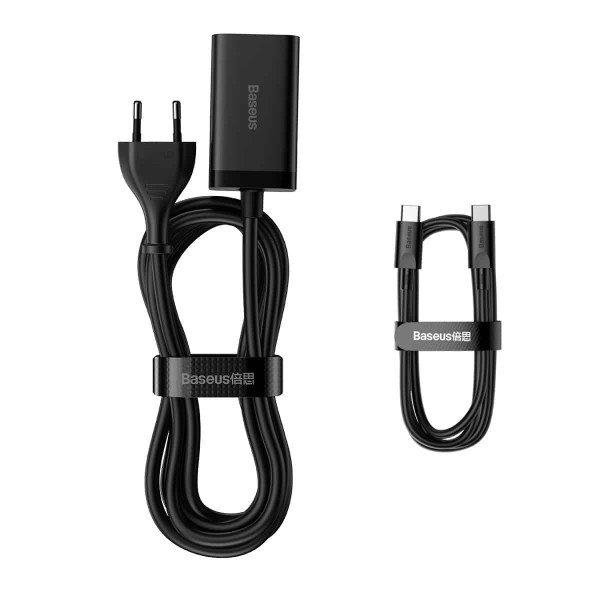 Мережевий зарядний пристрій з кабелем Baseus GaN3 Pro Desktop Fast Charger 2C+2U 65W (кабель Type-C до Type-C 100W (20V/5A) 1 м) Чорний