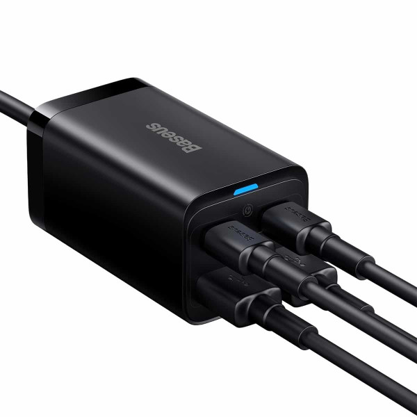 Мережевий зарядний пристрій з кабелем Baseus GaN3 Pro Desktop Fast Charger 2C+2U 65W (кабель Type-C до Type-C 100W (20V/5A) 1 м) Чорний