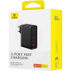Мережевий зарядний пристрій із кабелем Baseus GaN5 Pro Digital Fast Charger 2C+U 160W Cluster Black (З високоякісним кабелем для зарядки та передачі даних C до C)