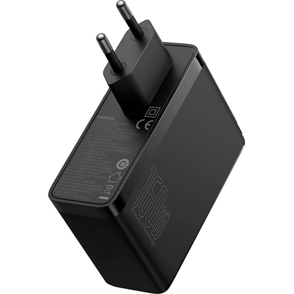 Мережевий зарядний пристрій із кабелем Baseus GaN5 Pro Digital Fast Charger 2C+U 160W Cluster Black (З високоякісним кабелем для зарядки та передачі даних C до C)