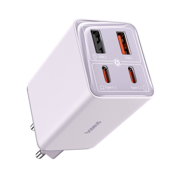 Мережевий зарядний пристрій Baseus GaN6 Pro Fast Charger 2C+2U 65 Вт ЄС Star Purple(У комплекті: міні-білий кабель Type-C до Type-C 100 Вт (20 В/5 А) 1 м Star Purple）
