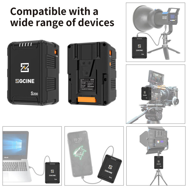Акумулятор ZGCINE S200 (200Wh) V-Mount Battery USB-C PD in/out Fast Charging (ZG-S200)
