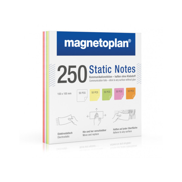 Карточки маркерные полимерные квадратные 100x100 разноцветные Magnetoplan Static Notes Assorted Set (11250110)