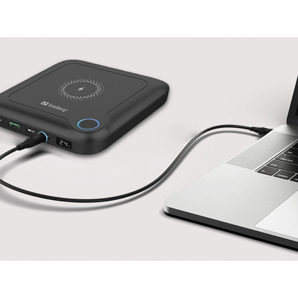 Мобильная батарея Sandberg 24000mAh, PD18W,DC 12-24V 12 коннекторов, 2xUSB-C,USB-A, Wireless(420-57)