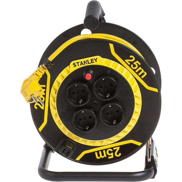 Удлинитель на катушке Stanley 25 м, 3x1.5мм2, IP20, 3200Вт, 4 розетки