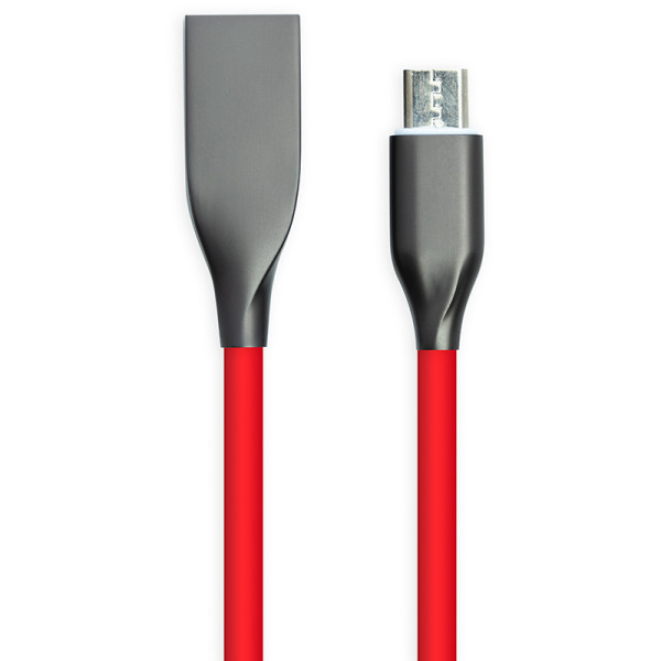 Кабель PowerPlant USB - microUSB, 2 м, силікон, червоний