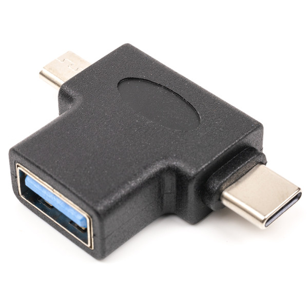 Переходник PowerPlant USB 3.0 Type-C, microUSB (M) - USB 3.0 OTG AF