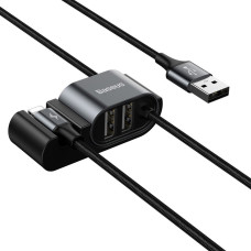 Baseus Спеціальний дата-кабель для заднього сидіння (USB до iP + подвійний USB) Чорний