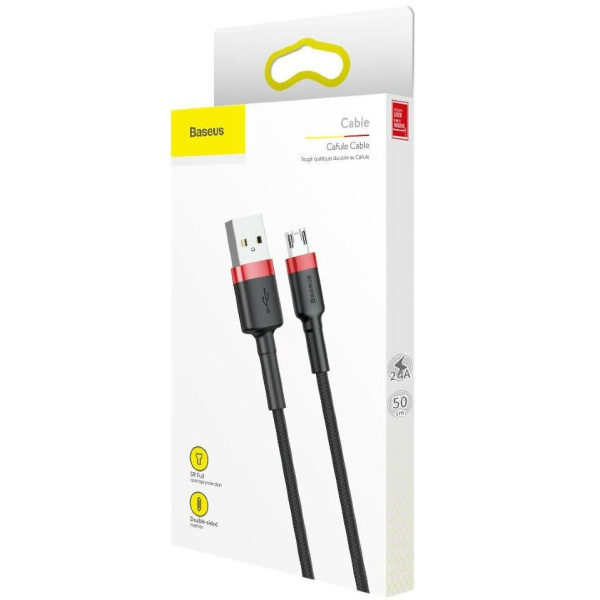 Кабель Baseus Cafule Cable USB для Micro USB 2,4 А, 1 м, червоний та чорний