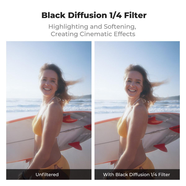Светофильтр K&F Concept Black Diffusion 1/4 для DJI Osmo Action 6 с кинематографическим эффектом (KF12.0053)