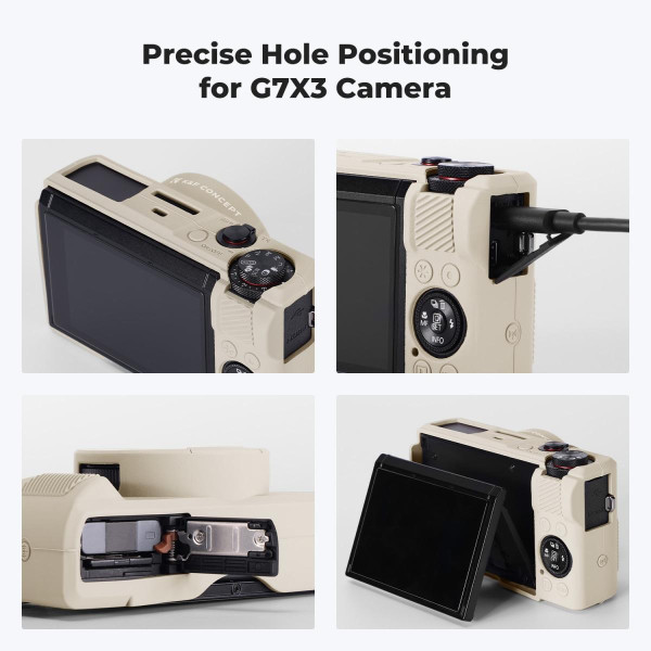 Силіконовий захисний чохол K&F Concept для Canon G7 X Mark III — із захисним склом для екрана, протиударний, бежевий (KF31.230)