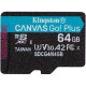 Карта памяти microSDXC (UHS-1 U3) Kingston Canvas Go! Plus 64Gb class 10 A2 V30 (R200MB/s)