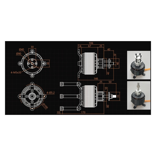 Мотор Dualsky GA8000.9 KV140 8000W для самолетов