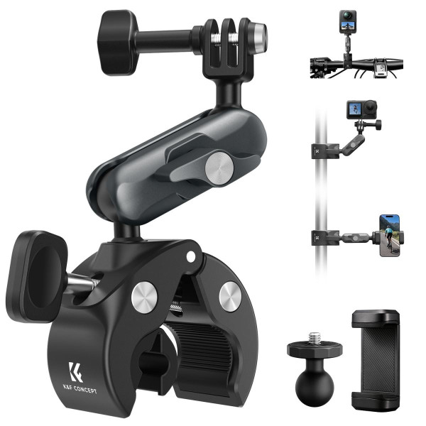 Кріплення K&F Concept Super Clamp з подвійною кульовою головкою 360° для камери, смартфона та екшн-камери (KF31.204)