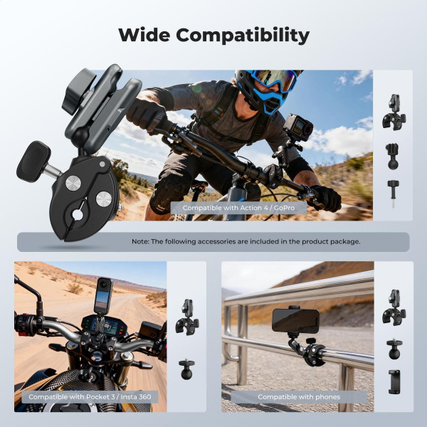 Кріплення K&F Concept Super Clamp з подвійною кульовою головкою 360° для камери, смартфона та екшн-камери (KF31.204)
