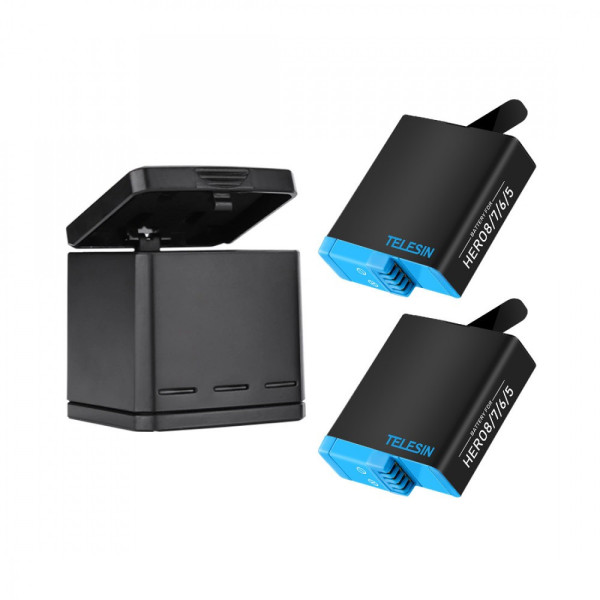 Зарядка GoPro 8 з двома акумуляторами Telesin GP-BNC-802