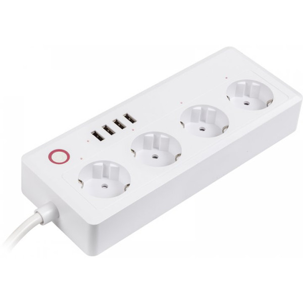 Сетевой фильтр Tuya Smart 1.8м 16A 4 розетки 4xUSB (HS082383)