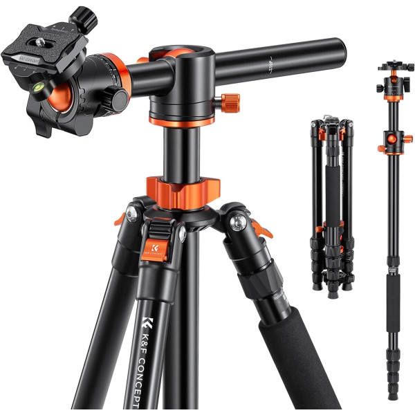 Штатив K&F Concept T255A4+BH-28L с шаровой головкой и съемным моноподом max 10кг, h 170см (KF09.085V7)