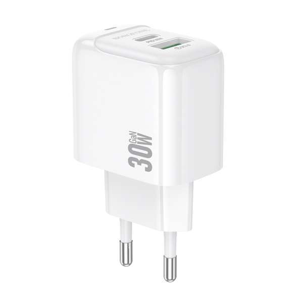 Сетевое зарядное устройство BOROFONE BAS45A Potential PD30W+QC3.0 charger(EU) White