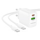 Сетевое зарядное устройство с кабелем BOROFONE BN27 Fuente PD20W+QC3.0 charger set (C to C) (EU) White