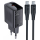 Сетевое зарядное устройство с кабелем ACEFAST A82 PD20W GaN single USB-C charger set (P5) (EU) Black