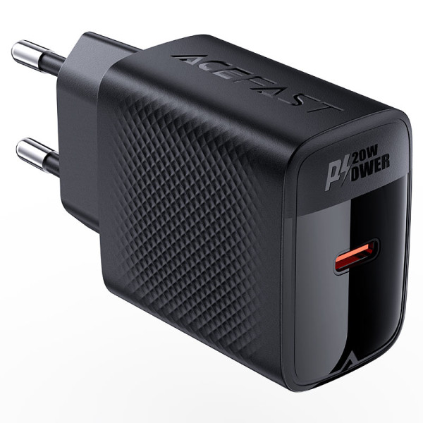 Сетевое зарядное устройство с кабелем ACEFAST A82 PD20W GaN single USB-C charger set (P5) (EU) Black