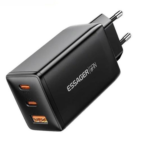 Мережевий зарядний пристрій ESSAGER DIANYUN 67W GaN travel charger 2C+A black