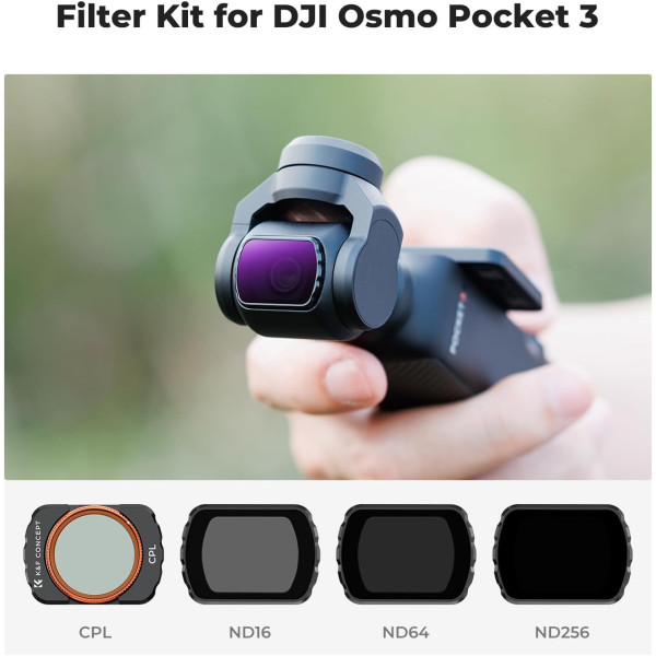 Комплект магнітних світлофільтрів K&F Concept для DJI Osmo Pocket 3 CPL + ND16+ ND64 + ND256 Multi-Coated (SKU.2150)