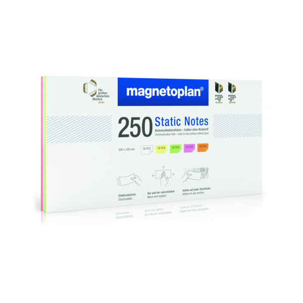 Карточки маркерные полимерные прямоугольные 200x100 разноцветные Magnetoplan Static Notes Assorted Set (11250210)