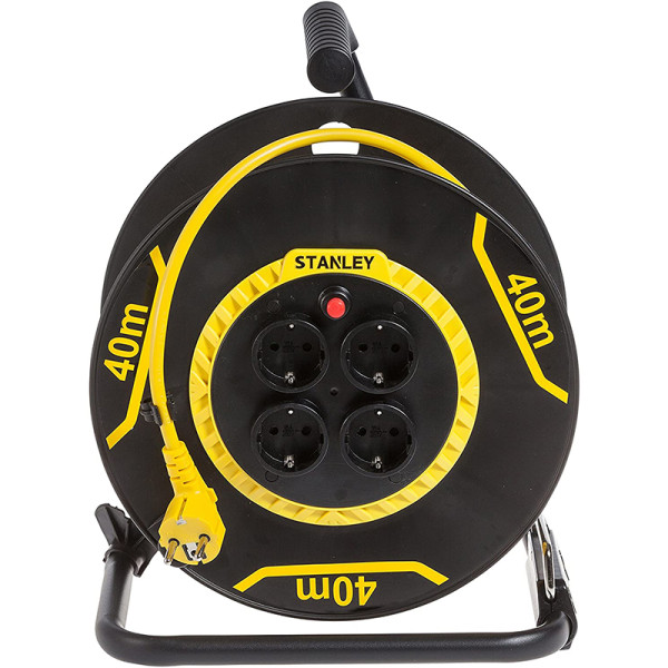 Удлинитель на катушке Stanley 40 м, 3x1.5мм2, IP20, 3200Вт, 4 розетки
