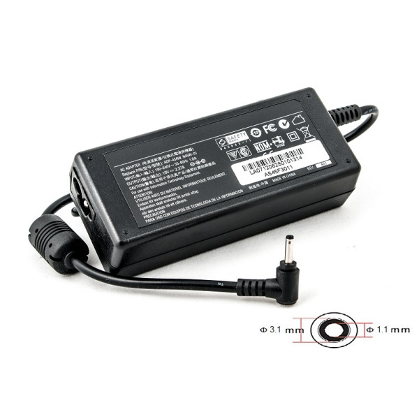Блок живлення для ноутбуків PowerPlant ASUS 220 В, 19 В 45 Вт 2.37 А (3.0×1.1)